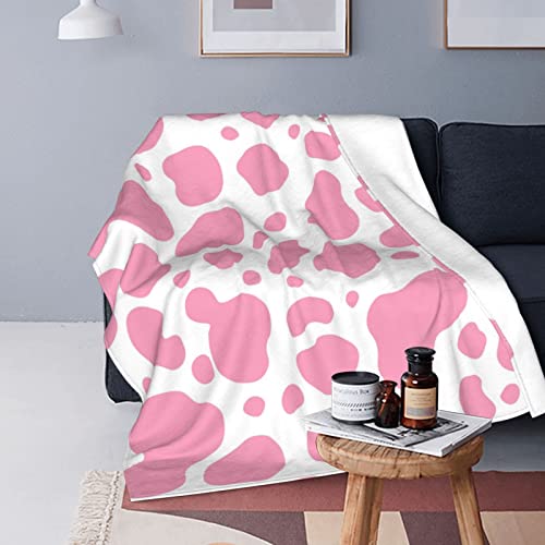Pink Cow Print Throw Blanket Soft Bed Blankets Lightweight Cozy Plush Flannel Fleece Blanket For Sofa Couch Bedroom 50"X40" #TOP2