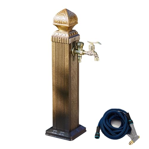 UWYTGF Water Column Garden Faucet Outdoor Retro Garden Water Column, Freestanding Water Column Garden Water Tap with Outdoor Hose Stand,One Color,65cm/26in