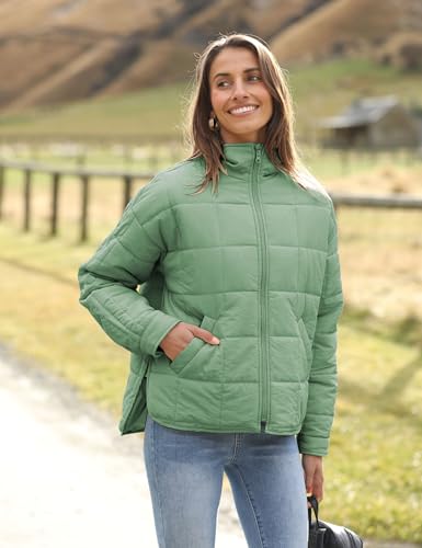 Watashi Light Green Packable Puffer Jacket for Women - Medium, Lightweight & Stylish Quilted Coat - Image 2