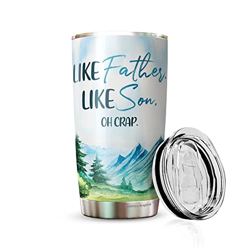 Kozmoz Inspire Like Father Like Son Tumbler 20 Oz – Best Gift for Father from Son – Dad Father Gifts on Birthday, Christmas, Fathers Day 2022