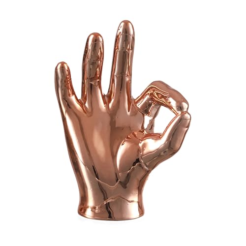 Image of TIED RIBBONS Set of 3 Hand Sign Gesture Showpiece Statue Collectible Figurines (Ceramic, Copper) for Home Decor Living Room Bedroom Wall Shelf Office Table Top Decoration Gifting Items, Religious