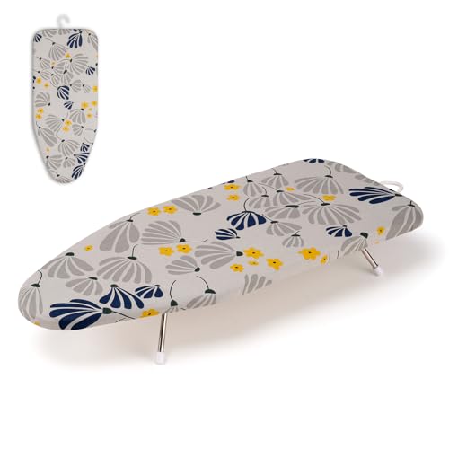 Slieton Tabletop Ironing Board 12'x29' – Portable Folding Ironing Board with Thick Felt Padding, Heat-Resistant Cover, Stainless Steel Legs, Compact & Space-Saving Design (Dandelion)