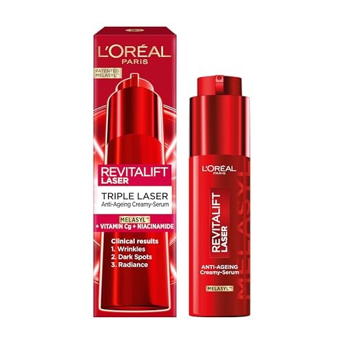 LOréal Paris Anti-Aging Serum Revitalift Triple Laser Creamy Serum with Melasyl + Vitamin C + Niacinamide Corrects Dark Spots & Radiance Clinical Results 50ml