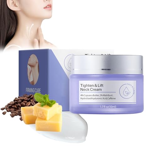 50ML Crema Reafirmante de Cuello, Crema para el Cuello y Escote Reafirmante, Hidratante Antiedad para Cuello y Escote, Tighten & Lift Neck Cream Reducir las Arrugas y Líneas del Cuello