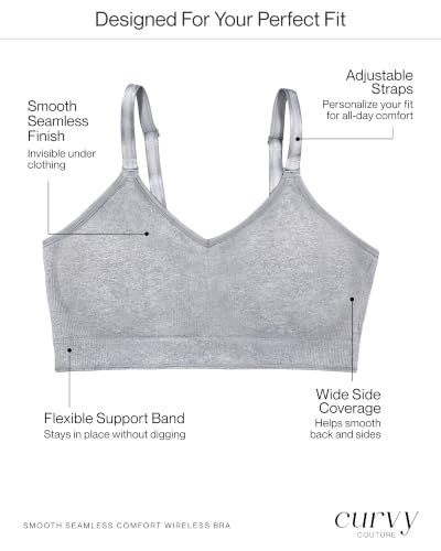 Image of Curvy Couture Women's Plus Size Wireless Bra - Seamless, Soft & Comfortable Fit