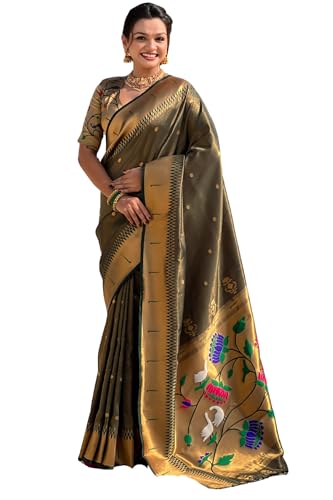 Image of SGF11 Women's Paithani Soft Lichi Silk Kanjivaram Sarees With Blouse Piece