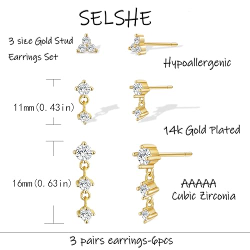 Image of Gold Plated Earrings for Women, 14k Gold Plated Earring Stack Hypoallergenic Pearl Drop Earring Dainty Earrings for Women Trendy Cute Small Huggie Hoop Earring Fashion Womens Jewelry