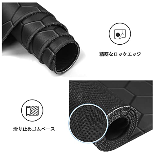 iCasso マウスパッド ゲーミング 大型 デスクマット90x40cm 耐水性 清潔しやすい 滑り止め ゴムベースデスクマット 仕事 ゲーム オフィス ホーム用（ハニカム・グーリン）