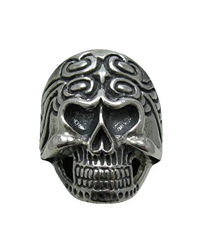 Bague en argent massif 925 Tête de mort R001183 cadeau homme rock