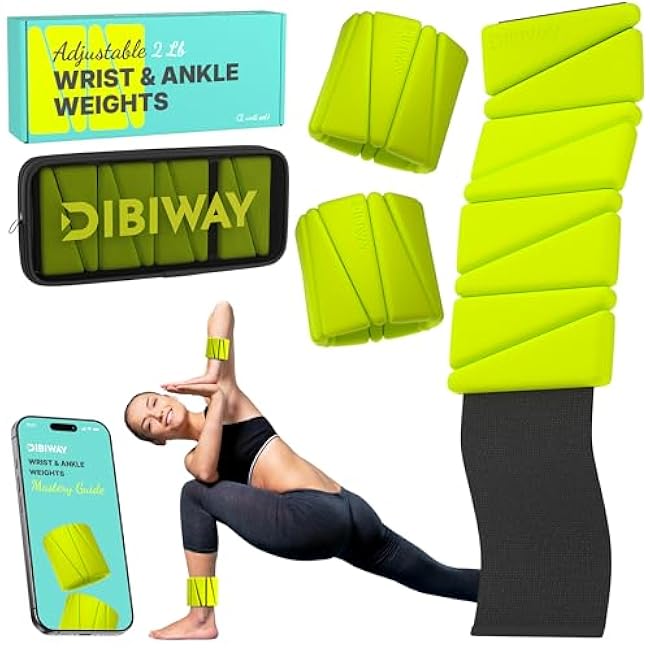 Wrist and Ankle Weights 2 lbs Each for Women - Adjustable Wrist Weights 2 lbs Each Perfect for Pilates, Walking and Yoga - Weighted Bangles for Legs and Arms - Wearable Weighted Bracelet for Women