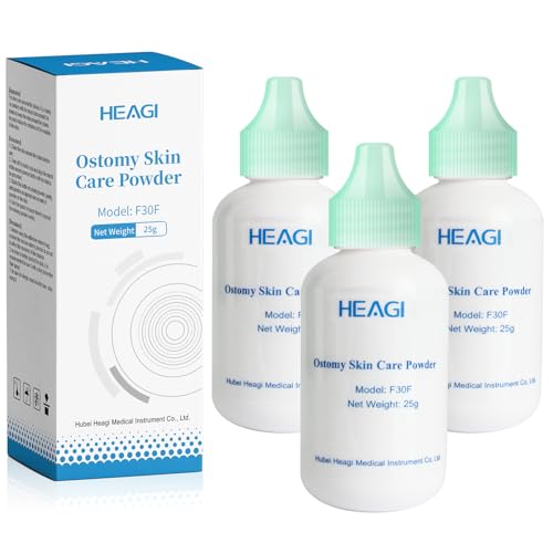 Heagimed 3 Pack Stoma Powder, Skin Barrier Protection Ostomy Powder Supplies, Stoma Adhesive Powder, Ostomy Skin Care Powder, Ostomy Supplies(25g * 3)