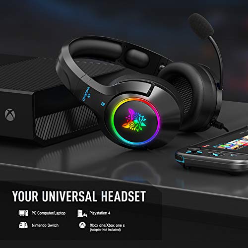 ONIKUMA PS4 Headset -Gaming Headset Xbox one Headset Gaming Headphone with Surround Sound, RGB LED Light 