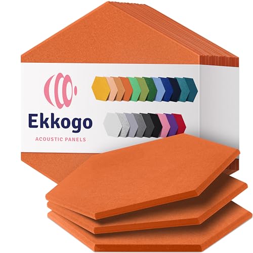 Image of Acoustic Panels 12-Pack Soundproof Wall Panels 12 inchX10.4 inchX0.4 inch Sound Panels High Density Sound Dampening Panels - [Poppy Orange Hexagon]