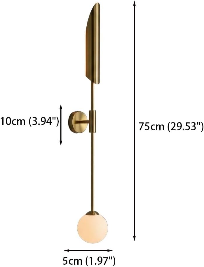 Wall Light, Gold Long Stem Wall Sconce, Minimalist Bedside Wall Lamp for Bedroom, Living Room, TV Wall, Hallway, Entryway, Nordic Fixture, Apartment Loft, Hotel, Corridor Parlor
