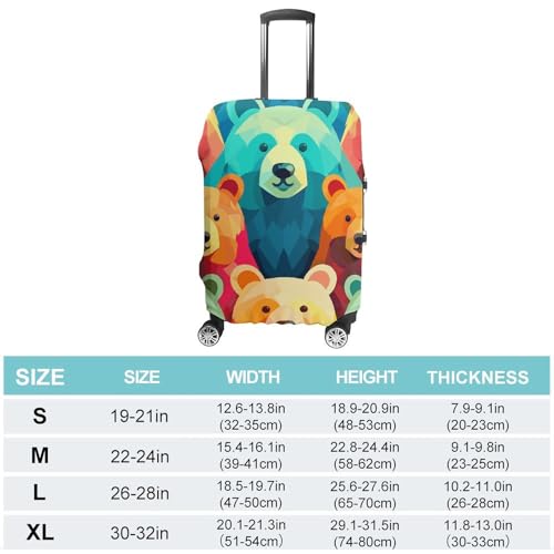 Colorful Bears Luggage Covers Tsa Approved Suitcase Cover Elastic Washable Luggage Sleeve Carry on Cover Protector Anti-Scratch Suitcase Protector Fits 19-30 Inch Case(L)2