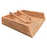 Xoeryoy Wicker Serviettenhalter 7, 5 x 7, 5 x 2 Zoll Quadrat 3 Kanten -Serviettenhalter mit gewichteten Armsekenner -Gewebespender für Speisesaal, Restaurant &&