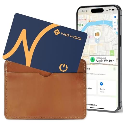 NOVOO Air Tag Card Thin 1.6mm, IP68 Impermeabile, 6 Anni Durata Della Batteria, Airtag Portafoglio Compatibile con Apple Dov'è(solo iOS), Bluetooth Wallet Tracker per Borsa, Bagaglio, Passaporto