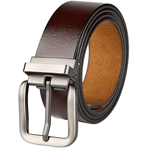 Men Dress Belt Casual Jean Belt Genuine Leather Regular & Big and Tall Adjustable 30"-63" With Removable Buckle (Adjustable 50"-52” Waist, Brown) Cover