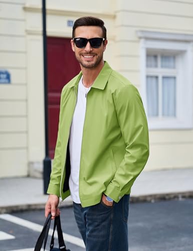 Image of MAGCOMSEN Men's Lightweight Jackets Full Zip Up Light Coat Laydown Collar Jacket Casual Windbreaker Jacket with Zip Pockets