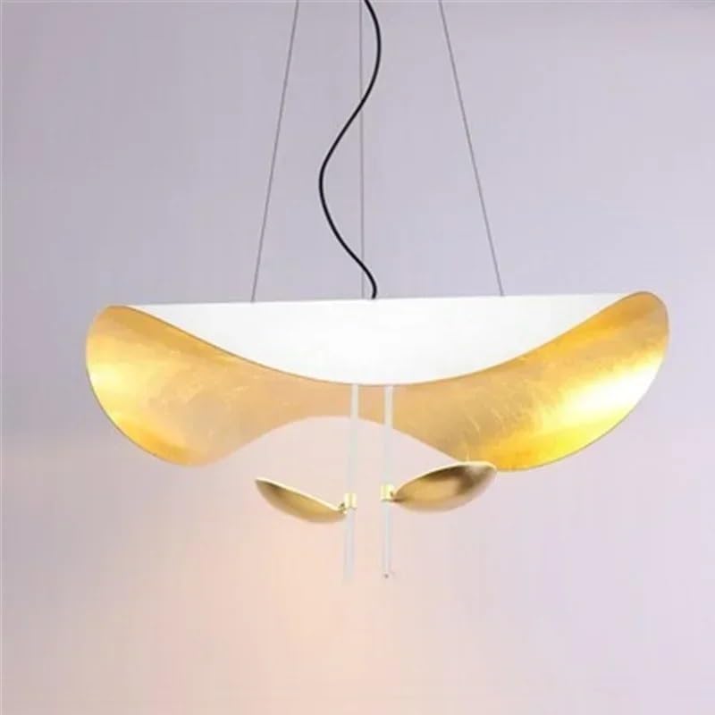 Generico Lampadario moderno, Lampada a sospensione Cappello disco volante dal design industriale retrò replica a bianca nera(White Gold D80cm,Dimming)