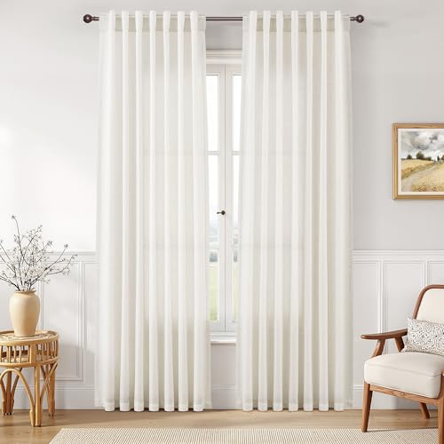 Image of Joywell Linen Curtains 84 Inches Long for Living Room Natural Linen