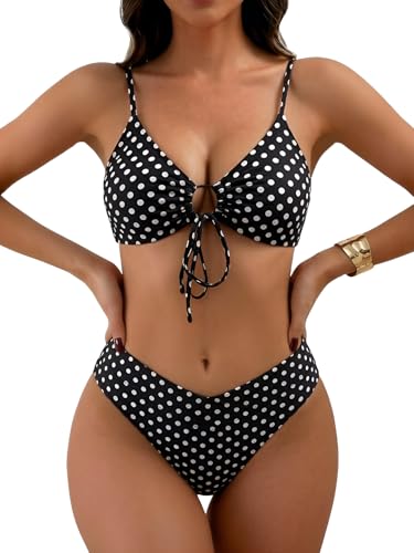 Image of Meetall Women's High Cut String Triangle Bikini Set Swimsuits Sexy Bathing Suits 2 Piece