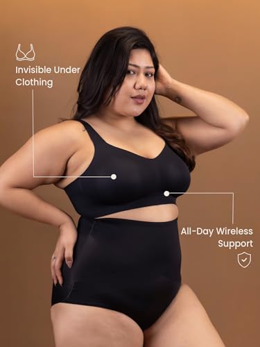 Image of Krvvy Premium Plus Size Super Supportive Bra | Full Coverage for Heavy Bust | Wireless Bra for Saggy Breast Support, Removable Cups, Wide Straps and Seamless Everyday Padded Bra 4 Hook Closure