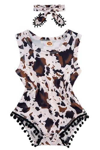Image of UNICOMIDEA Baby Girls Outfit Newborn Romper Jumpsuits Sleeveless One-Piece Clothes 0-24 Months Bodysuit with Headband