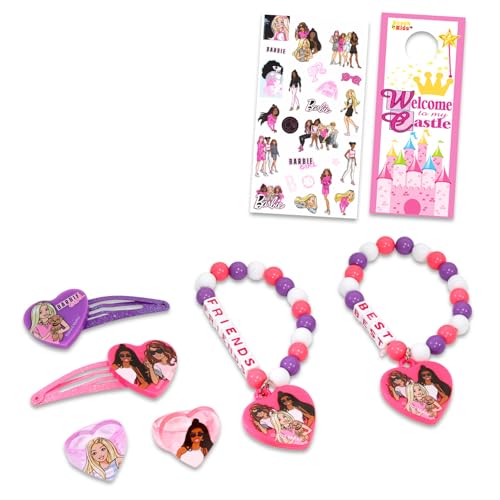 Barbie Accesorios BFF - Paquete con 6 accesorios para mejores amigos con clips, pulseras, anillos y calcomanías | Paquete de joyas Barbie para niñas