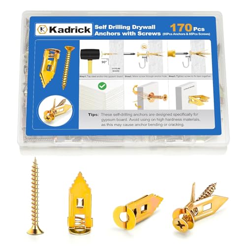 Kadrick 170Pcs Self-Drilling Drywall Anchors & Screws