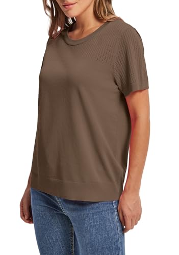 Image of WIHOLL Short Sleeve Sweater for Women Trendy Summer Tops 2026 Early Spring Fashion Business Casual Outfits