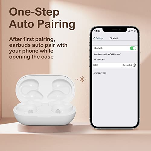 Kmuesn Open Ear Headphones, Wireless Bluetooth Headphones, Clip-On Earbud & In-Ear Headphones, Bluetooth 5.3 Wireless Sport Earbuds, 36 Hours Playtime With Case 2022 Upgraded (White Led Display) #TOP1