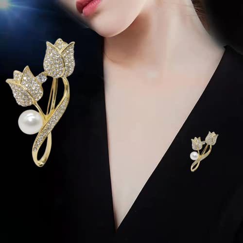 Image of Lavender flower brooch crystal rhinestone tulip brooch elegant accessories jewelry women brooches and pins fashion jewelry wedding flowers lapel pin