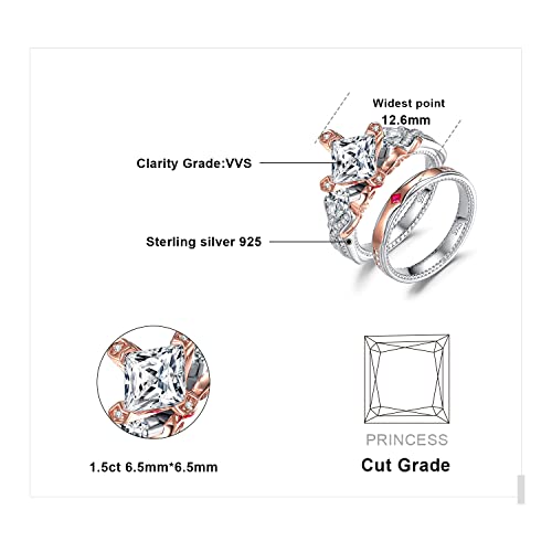 JewelryPalace Infinity Knot 1-3ct Cubic Zirconia Engagement Rings, 925 Sterling Silver 14K Rose Gold Promise Ring Wedding Band Enhancer Bridal Sets2