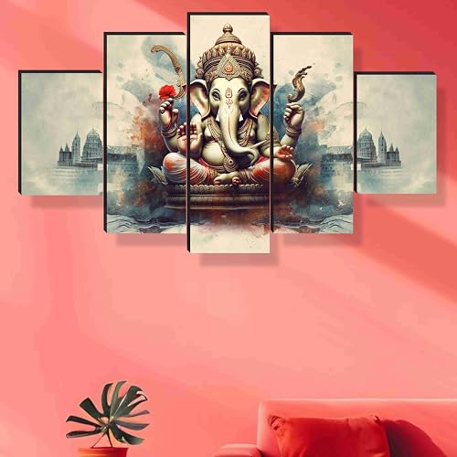 SAF Ganesha Paintings for Wall Decoration - Set Of Five, 3d modern art Painting for Living Room Large Size with Frames for Home Decoration, Hotel, Office 76.2 cm x 45 cm SANFPNLS35470 (B0CWY3HXZP) Amazon Price History, Amazon Price Tracker