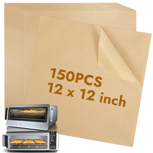 YQL 12-Inch 150PCS Disposable Air Fryer Paper Liners for Ninja Air Fryer SP151/SP101/SP201/SP301, Unbleached Parchment Paper for Flip Foodi Toaster Oven, Ninja Flip Up Airfryer Accessories