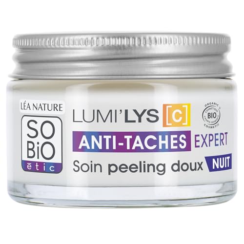 LEA NATURE SO BIO ÉTICO | Cuidado Peeling suave Noche - Lumi'lys [C] | Experto Antimanchas | Previene y Reduce todo tipo de manchas | Piel luminosa | 99% de origen natural | Fabricado en Francia | 50