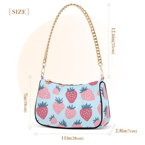 Clutch Shoulder Bags Tote Evening Purse Handbags for Women Strawberry Designs Hobo Bags with Zipper Closure3