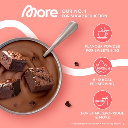 MORE Chunky Flavour, Fudge Brownie, 150 g, Geschmackspulver zum Süßen, ohne viel Zucker und Kalorien, mit...