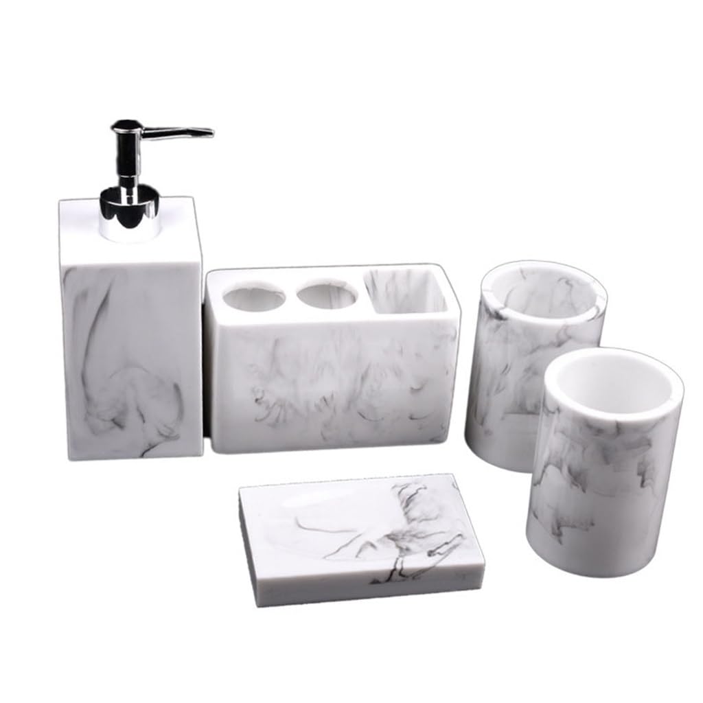 Set di Articoli da toeletta for Il Bagno dells'hotel in Cinque Pezzi da Bagno in Resina Set di Forniture for Il Bagno