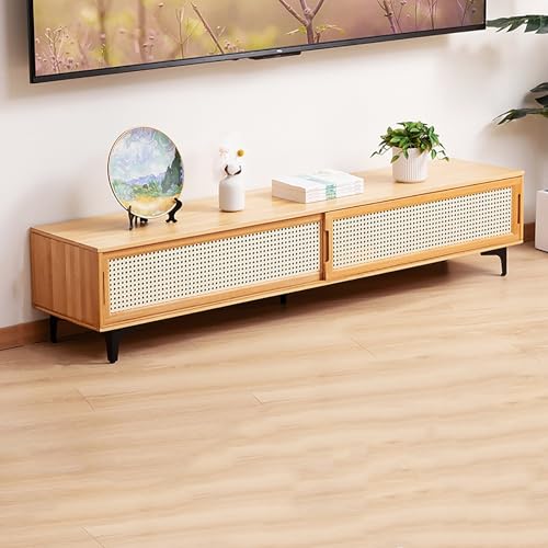 WOLWES Muebles TV Bambú Mesa TV Soporte