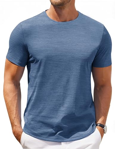 T-shirt basique homme bleu COOFANDY col rond à manches courtes M