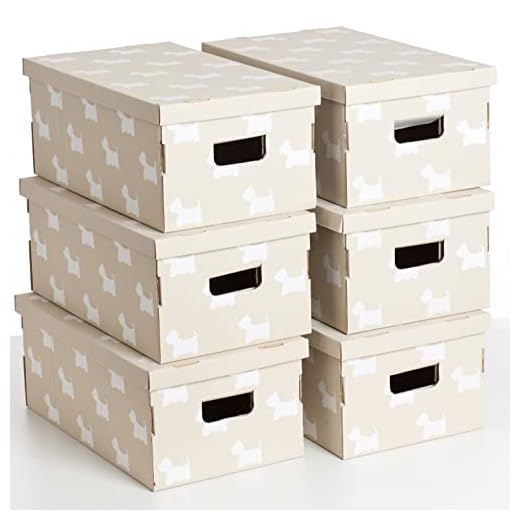 Kanguru SET DE SEIS Cajas de almacenamiento en cartón, modelo básico, tamaño grande, PERROS (615 AZ), 29x51xh20 cm