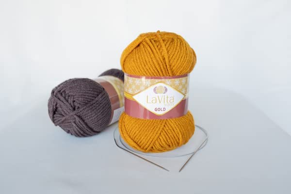 LaVita Yarn Gold Hand Knitting Yarn 5-Pieces Pack 100% Acrylic Yarn, 1 Ball 100 gr, 100 mt (9537) - Image 3