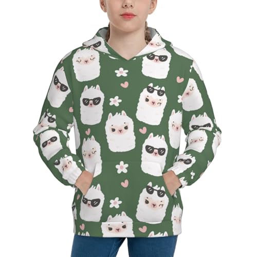 Alpaca Faces Kid Hoodies Boys Sweatshirts Girls Pullover with Pocket