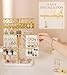 Homde Jewelry Stand Gold for Vanity: Elegant Space Saving Jewelry Holder Organizer for Fashion Women - Large Earring Tree Holder