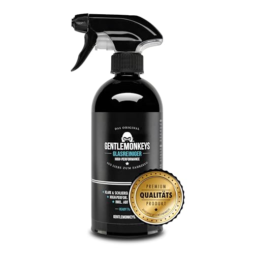 GENTLEMONKEYS Glasreiniger Auto (500ml) Auto Scheibenreiniger für Innen & Außen Streifenfrei mit Abperleffekt für Autoscheiben Spiegel & Fenster High-Performance Windschutzscheiben Reiniger