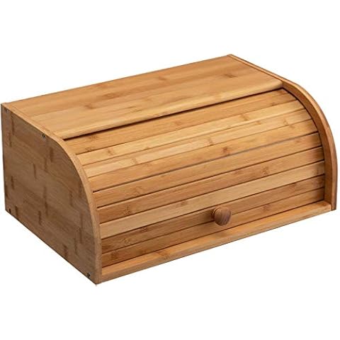 HollyHOME Natürliche Bambus-Brot-Box, Küche Lebensmittel Aufbewahrungsbox, Countertop Brot Aufbewahrungsbox, natürliche Cover