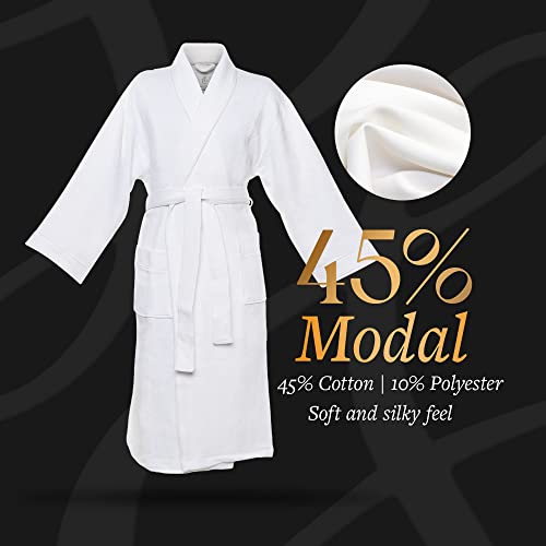 CHADSWORTH & HAIG Pure Elegance Cotton & Modal Diamond Jacquard Bathrobe - Soft, Silky Feel - Men, Women, Unisex3