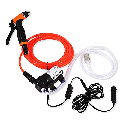 HOUTBY High Pressure Car Electric Washer Kit 130PSI Self Priming Wash Pump 12V Portable Quick Cleaning